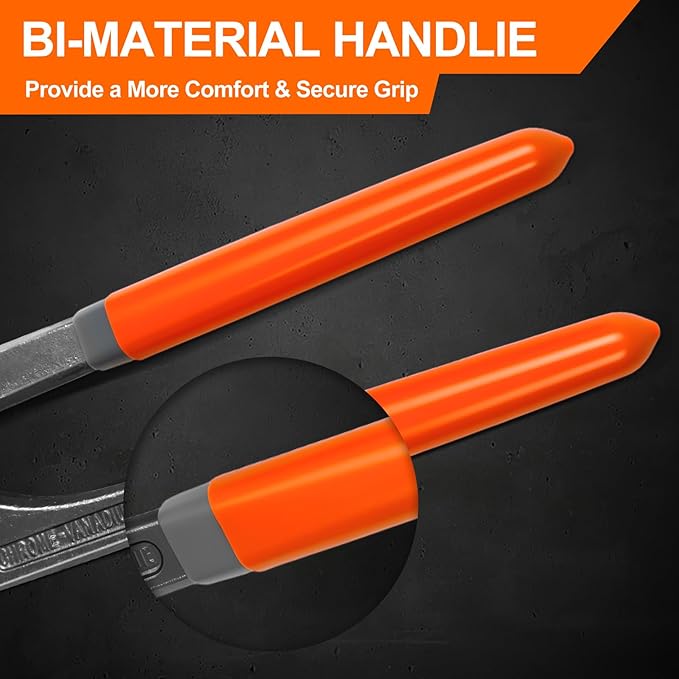 2-Piece Water Pump Pliers Set, 8" & 10" Quick-Adjust Groove Joint Pliers, Forged Carbon Steel with Bi-Material Grip for Plumbing, Auto, DIY & Home Repair