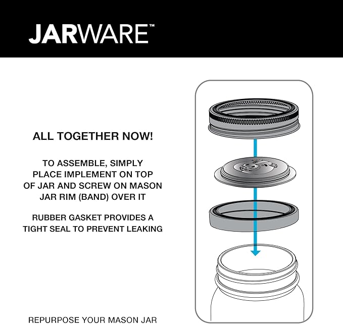 Jarware Stainless Steel Kitchen and Bacon Grease Strainer Lid For Wide Mouth Mason Jars, 3.38" x 1" Grease Keeper Lid
