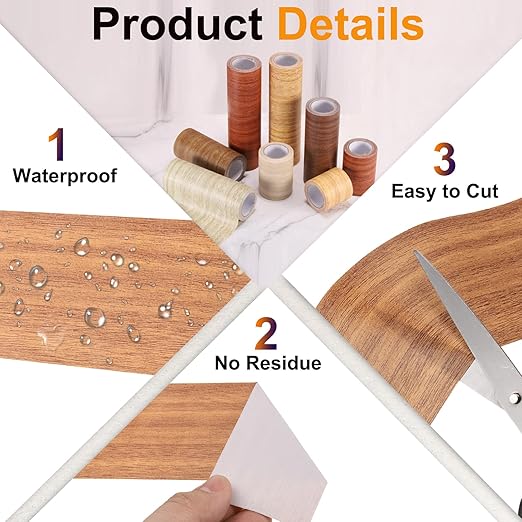 PATIKIL Wood Grain Tape 4" x 15 Ft, Self-Adhesive Wood Texture Repair Tape Realistic Wooden Effect Patch for Furniture Cabinets Floor Walls,Orange Oak