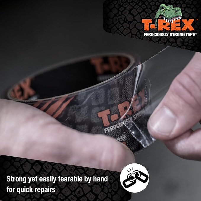 T-REX Ferociously Strong Repair Tape, Sticks to Wet Surfaces, All Weather and UV Resistant, 1.88" x 9 Yards, Clear, 1-Roll (241535)