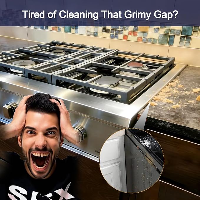 Stove Gap Covers Stainless Steel, Retractable Stove & Counter Gap Filler (13.8''–27.5''), Width 1'', Heat Resistant Metal Guard Between Stove and Countertop, Silver
