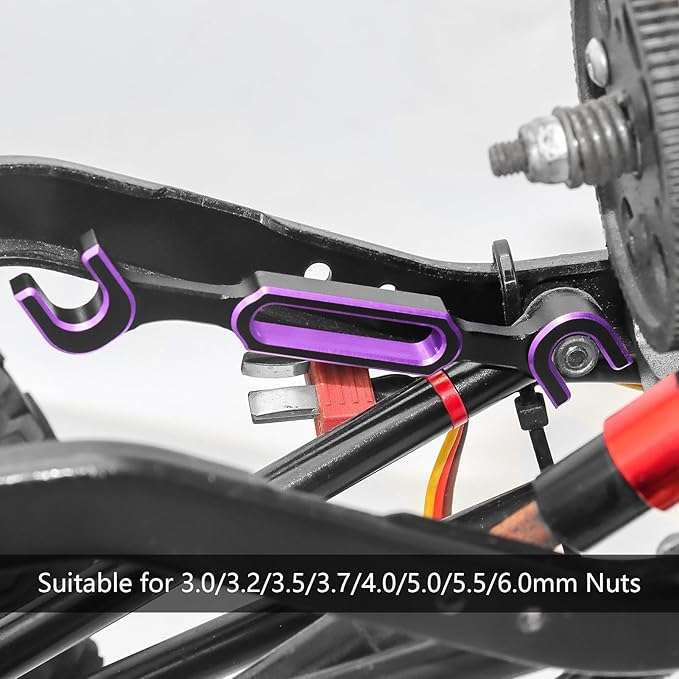 4PCS Wrench 3.0/3.2/3.5/3.7/4.0/5.0/5.5/6.0mm Turnbuckle Nut Ball Joint Remover with RC Screw Tray for RC Car Boat Model Repair Tool Kit (Purple)