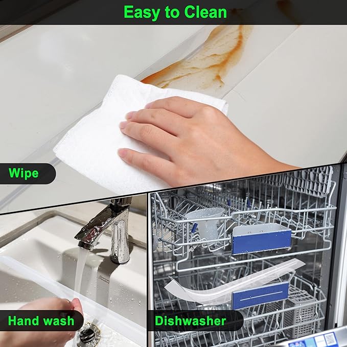 Silicone Stove Counter Gap Cover Kitchen Counter Gap Filler Transparent 25" Long Gap Filler Sealing Spills between Kitchen Appliances Washing Machine and Stovetop, Set of 2 (Clear)