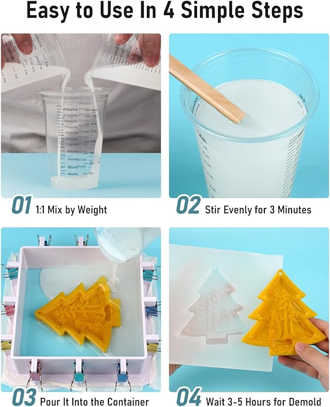 Nicpro 80oz Silicone Mold Making Kit, 15A Platinum Liquid Silicones Rubber, Flexible Silicone Molds Maker Mix Ratio 1:1 for Casting 3D Resins Candle Soap Molds DIY with Gloves, Sticks, Mixing Cups