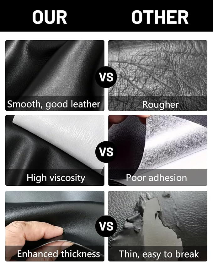 BOUYEER Leather Repair Patch Tape Kit,Self Adhesive Leather Repair for Sofa，Car Seat,Office Chair,Furniture,Jacket,Waterproof Strong Adhesive Vinyl Repair Kit. 16 in x 31 in,Fine Grained Black