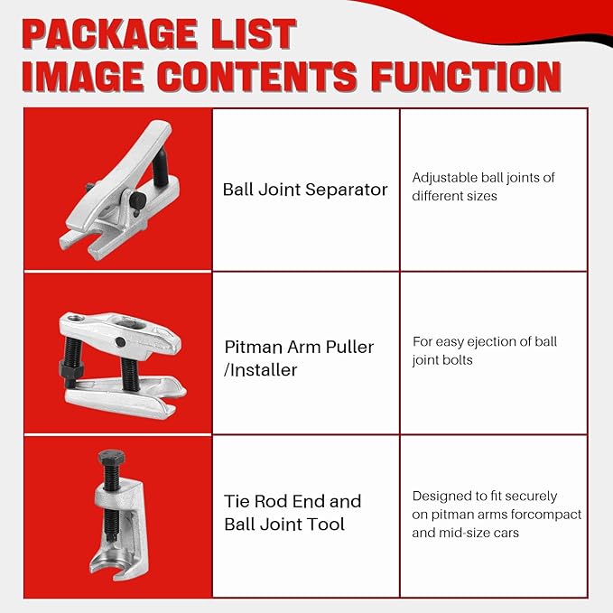 DASBET Ball Joint Separator Tool Kit Ball Joint Splitter Ball Joint Removal Tool Tie Rod Removal Tool Tie Rod Pitman Arm Puller for Front End Service on Most Cars, Trucks, ATVs