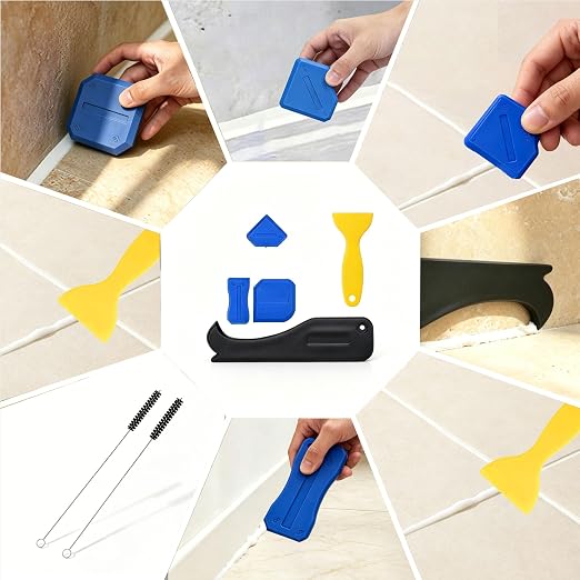 3 in 1 Caulking Tool – Silicone Caulk Remover with Scraper & Grout Removal, Sealant Finishing & Smoothing, Adhesive Residue Scraper, Caulk Finishing Kit for Home, Bathroom, Kitchen, Window, Sink