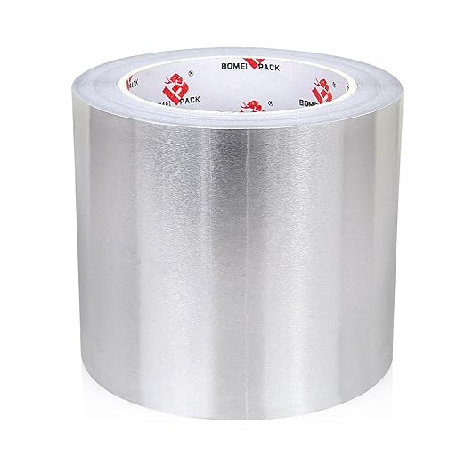 BOMEI PACK Aluminum Foil Tape,Heavy Duty Metal Foil Tape,High Temperature Silver Duct Tape,Perfect for Sealing & Patching,HVAC,Air Ducts,Insulation and Metal Repair (4 Inch)