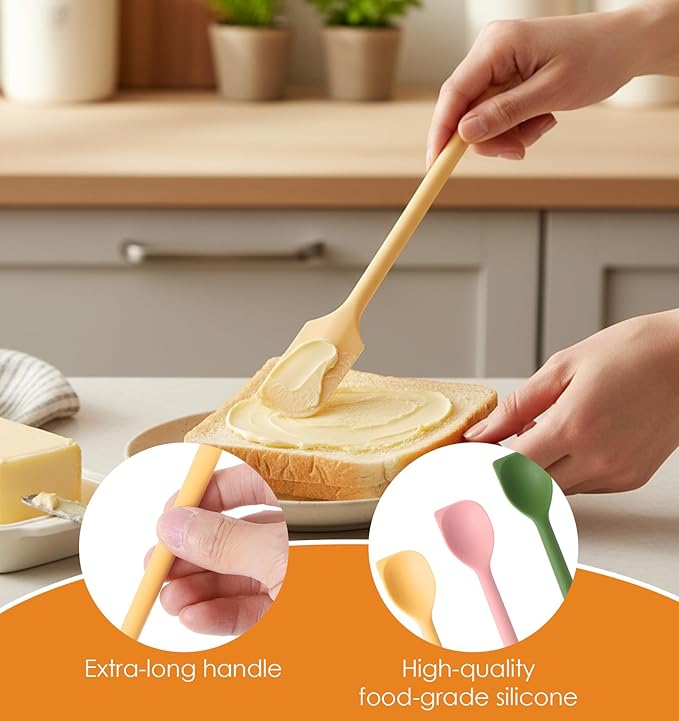 4 Pcs Small Silicone Spatulas, Dual End Mini Spatula, Multifunctional Heat Resistant Small Scrapers for Kitchen Cooking Baking, Reusable Jar Spatulas for Narrow Bottles Food Containers