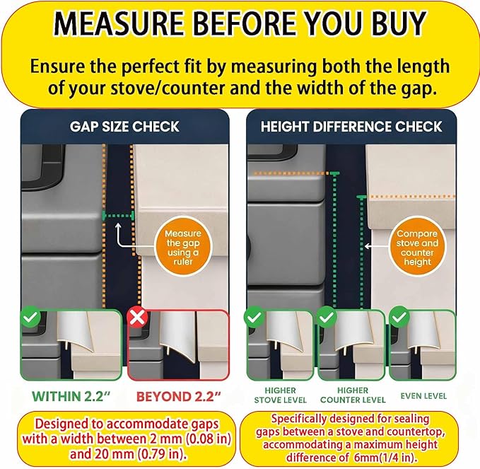 2 Pack Flexible Kitchen Stove Gap Covers, Silicone Gap Fillers Between Counter and Stovetop,Washer, Oven, Dryer, Easy to Wipe, Food grade silicone material (White,21in)
