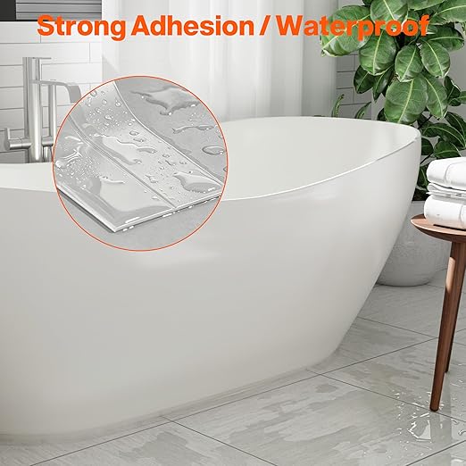 Dstorelhp 2 Rolls Clear Caulk Tape Waterproof Self Adhesive, Bathroom Peel and Stick Caulking Tape for Toilet Tub Shower Wall Trim, Easy to Install (1.5" x 10.5Ft)