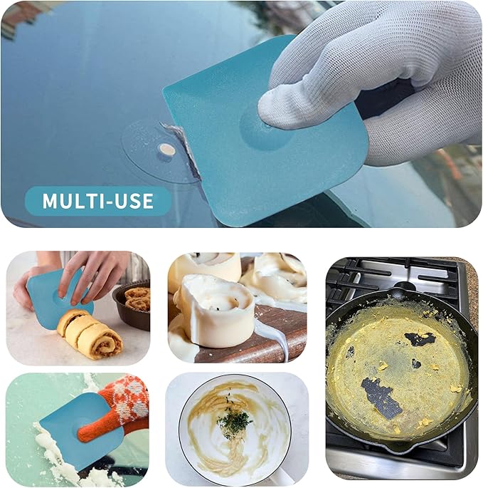 Premium Kitchen Pan Scraper Dish Scraper Tool, 5 Pack Plastic Pot Scraper Food Scraper Nylon Scraper, Non-Scratch Cast Iron Scraper Plastic Scraper Tool for Pan Pot Skillet Dish Burnt Food Cleaning