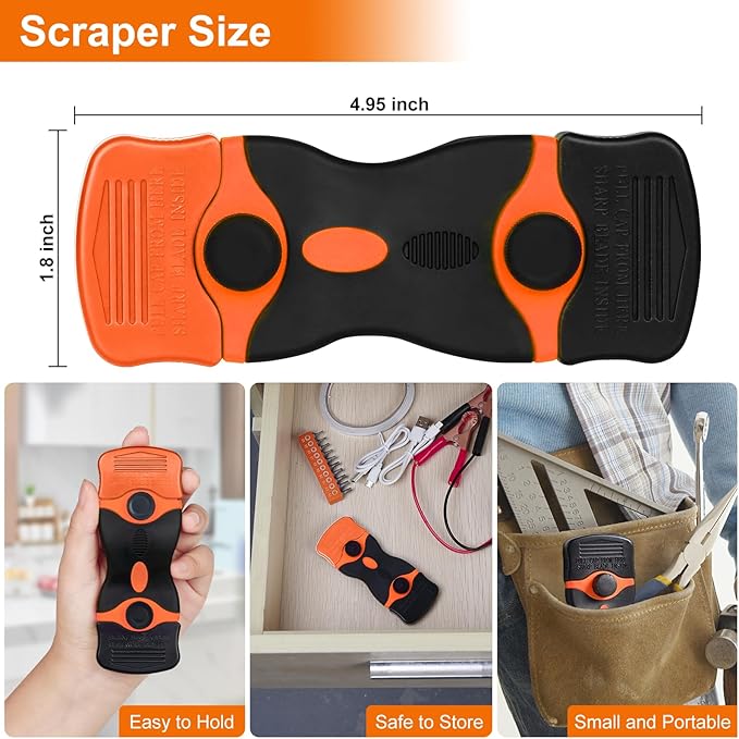 THINKWORK Razor Blade Scraper - 2Pcs Razor Scraper Set with 20Pcs Razor Blades, Scraper Tool for Removing Labels, Decals, Stickers, Paint, Caulk, Adhesive