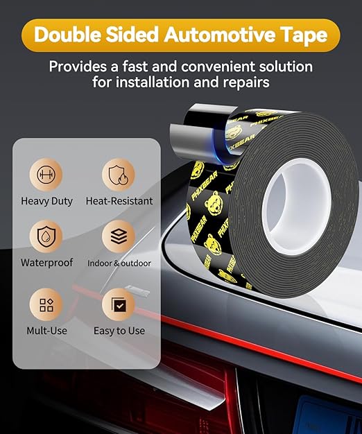 PHIXBEAR Double Sided Tape Heat Resistant Heavy Duty, Waterproof Outdoor Indoor Automotive Mounting Tape, Removable No Residue Super Strong Adhesion Foam Tape, 1" x 20FT
