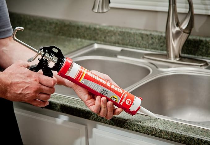 Red Devil 0885 Kitchen & Bath Low Odor Silicone Sealant, 2.8 Oz Squeeze Tube, Clear, Pack of 12