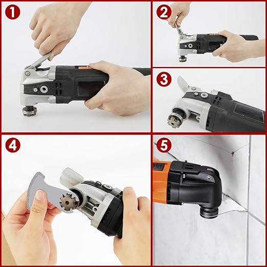 14PCS Diamond Oscillating Tool Blades Set, Grout Removal Blade Kit for Tile Mortar Concrete Masonry, Fits DeWalt Milwaukee Ryobi Rockwell Fein Ridgide Multi Tool Blade with 3 Adapters