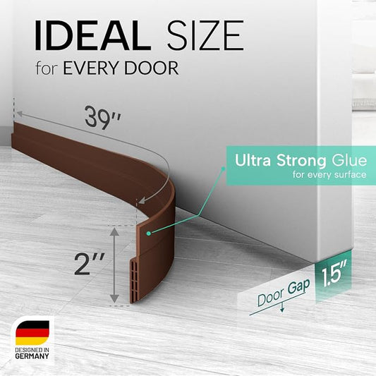 Vellure® Door Draft Stopper for Bottom of Door - Premium Door Sweep for Bottom of Door/Weather Stripping Door Seal (Save Energy – installs Quickly and Easily) Door Strip Ideal for (5, Brown)