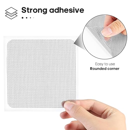 Secopad 14 Sheets Window Screen Patches Repair Kit, Grey/Black 3 Sizes Window Screen Repair Kit for Mesh Screen Door, Strong Adhesive Fiberglass Quick Screen Repair Tape