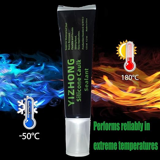 YIZHONG Silicone Sealant Caulk, 4.2 oz Tube for Bathroom & Kitchen, Easy Squeeze & Smooth Application, Low Odor (Clear 125ml)