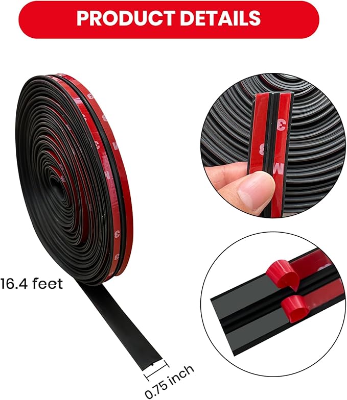 16.4 Ft Windshield Rubber Seal Car Weather Stripping Trim T Shape Sealing Strip for Car Front Rear Windshield(19mm)