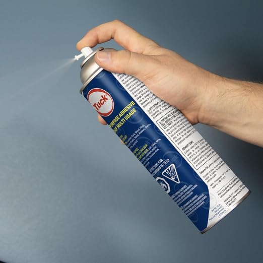 Tuck Multi-Purpose Spray Adhesive, 12 oz – Clear Fast-Bonding Web Spray for Leather, Wood, Vinyl, Paper, Plastic, Metal, Glass, Foam & More – Low VOC, 3-Way Adjustable Nozzle