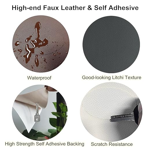 ILOFRI Leather Repair Patch Tape 3x60 inch, Strong Adhesion Backing Self Adhesive Vinyl and Leather Repair Kit for Couch, Car Seats, Boat Seats, Sofa, Upholstery. Bonded Leather Repair Roll - Red
