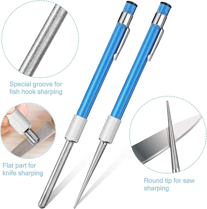 Cadie Glass Repair Tool Pen, Blue Diamond Carbide Glass File for Chips & Cracks, Stemware & Crystal Repair, Non-Slip Ergonomic Handle, Portable Pocket Clip, Precision Glassware Fix Tool