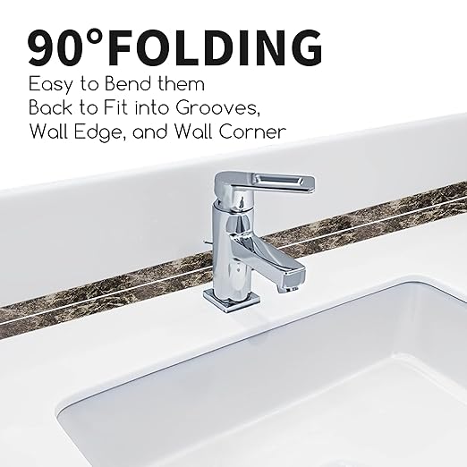 3 Rolls 10.5 Feet Caulk Tape Toilet Caulking Strip Self Adhesive Bathroom Sealing Peel and Stick Caulk Strip for Bathtub, 1.5 Inches (Brown Marble)