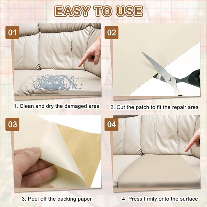 MECCANIXITY Leather Repair Patch 14"x54" Self-Adhesive Leather Vinyl Repair Tape Kit for Furniture Couches Sofa Chair Car Boat Seats Jackets, Red