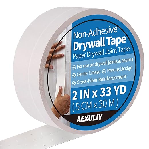 Paper Drywall Joint Tape, Non-Adhesive, 2 in x 99 ft, White – Cross-Fibered for Crack Resistance, Pre-Creased for Corners, Interior Use