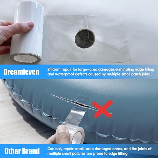 Clear TPU Inflatable Patch Kit for Bounce House, Pool Floats, Air Mattress, Waterproof Inflatable Decoration Repair Tape for RV Awning, Canopy, Tarp Tent, Sail and Boat Cover(4inch x7ft)