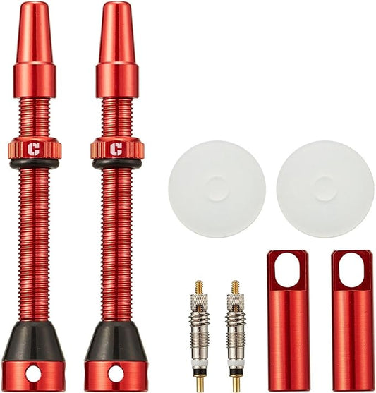 Corki Cycles Tubeless Presta Valve Stem 40 44 55 60 80 100mm with 2PCS Valve Core and 2PCS Remover Tool (Black Red Gold Rainbow)