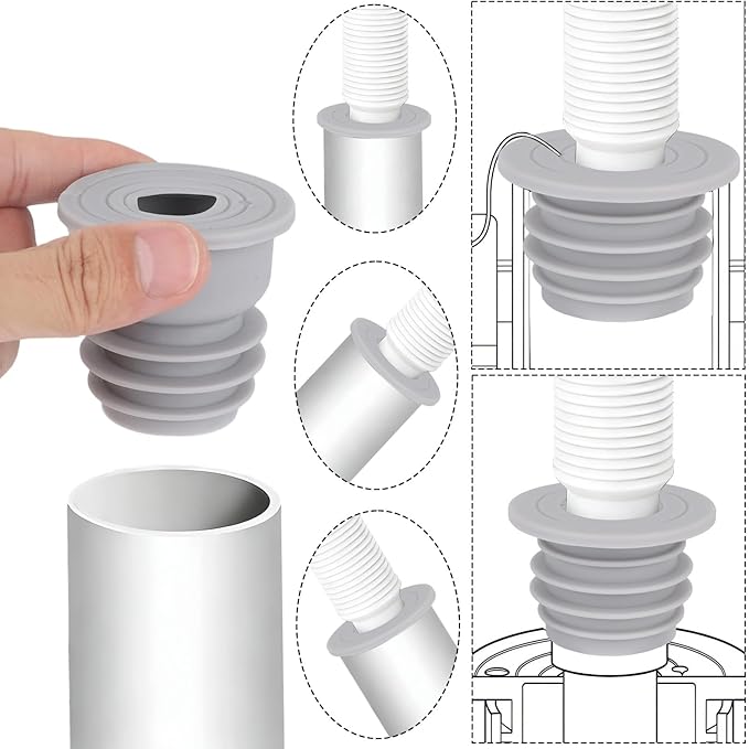 2pcs Washing Machine Drain Hose Seal, Silicone Washer Pipe Cover Plug Hose Adapter Sewer Drain Seal for Kitchen Sink Floor Pipe Bathroom Drainage Laundry Room