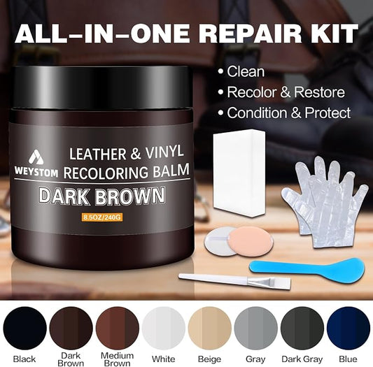 Leather Recoloring Balm, Color Restorer Conditioner, Leather Dye for Furniture, Couch Paint and Repair, Scratch Remover, Leather Color for Couches, Leather Repair Kits