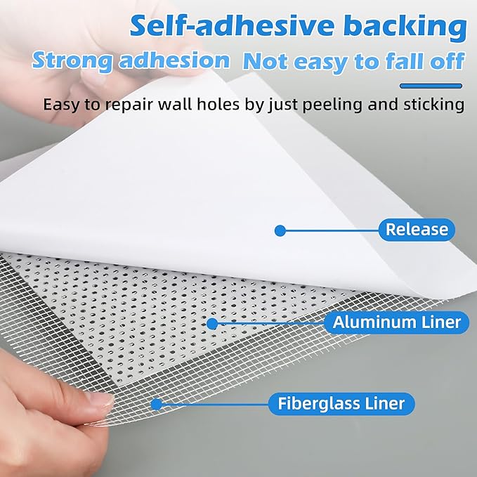 15 Pack Drywall Repair Kit - 2/4/6/8 Inch Drywall Repair Kit All-in-One Wall Patch Hole for Quick Easy Wall Repair Solution with Patches, Tools, Spatula