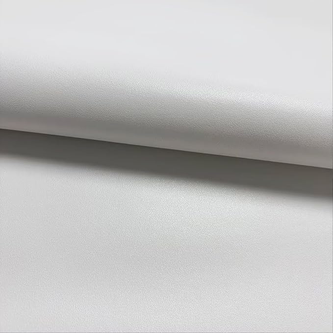 Faux Leather Fabric, Smooth Solid White Vinyl Upholstery Fabric, Artificial Leather Sheets for Upholstery DIY Crafts Pleather, Sewing, Boat Sofa, 55" x 78"