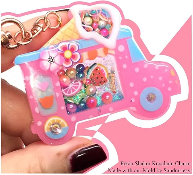 FUNSHOWCASE Resin Shaker Molds Set Charms Pendant Jewelry Making Supplies 9 Silicone Trays with 5 Clear Seal Films