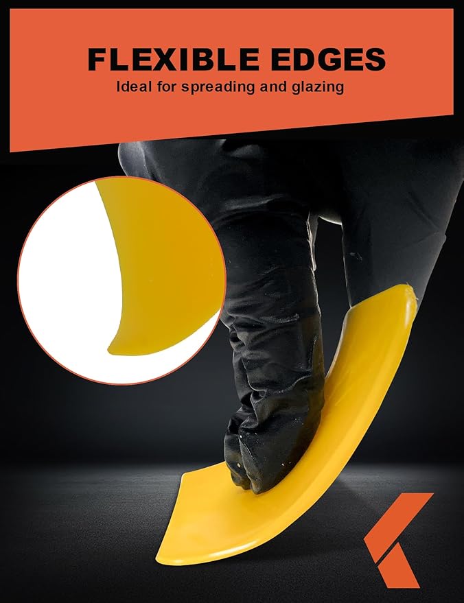 KREFINISH Body Filler Spreaders (Pack of 100) - 4" Yellow Reusable Plastic Spreader for Automotive Fillers, Putties, Glazes, Caulks and Paint