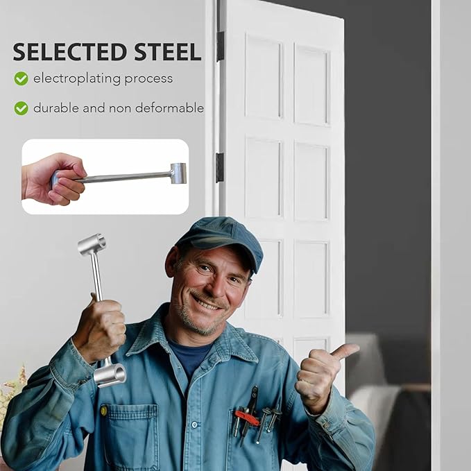 2PCS Hinges Gap Adjusting Wrench Upgrade Steel Door Hinge Adjustment Tool Double-head Hinge Repair Spanner for 0.35-0.98 Inch Flag Hinges Door Hinge Tool for Various Door Hinge Gaps
