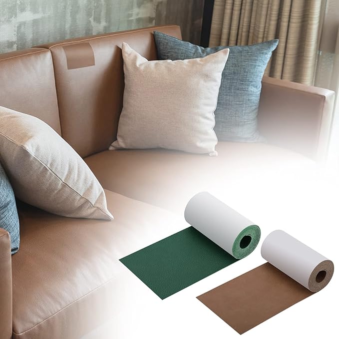 JDLUGH Sofa Leather Repair Patch Tape 3.5x60 Inch Self Adhesive Couch, Car Seat, Office Chair, Leather Furniture, Vinyl Repair Patch Kit for Furniture (3.5x60 Inch, Brownish Brown)