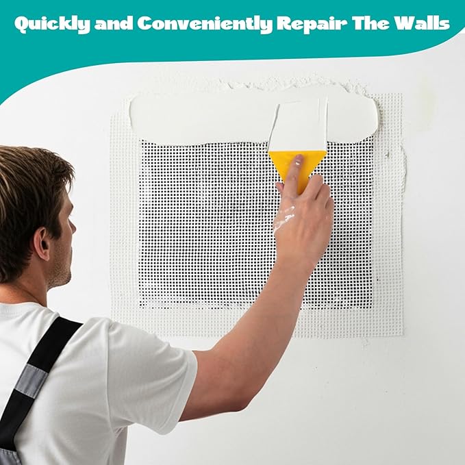 5Pcs Drywall Repair Kit Large Hole, 12 x 12in Self-Adhesive Drywall Patch Kit with Sandpapers & Scrapers, Wall Repair Patches for Big Holes & Cracks, Quick Fix for Ceiling Bathroom Wall Damage