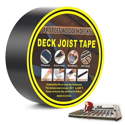Deck Joist Tape Waterproof Seal 1.6" X 50ft Butyl Flashing Tape Weather Resistant Joist Tapes for Decking Beams Wood Roof