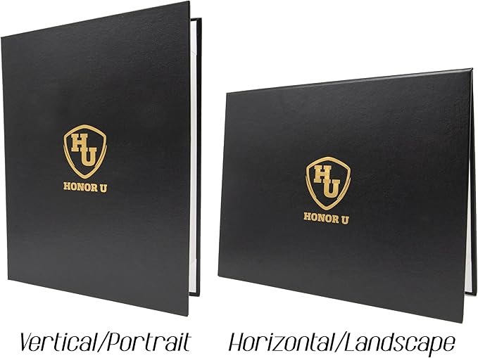 Navy Blue Faux Leather Document Cover 8.5x11 Letter Size | Tent-Style, Non-Padded with Metallic Foil Custom Printing | Professional Presentation for Awards, Diplomas and Certificates