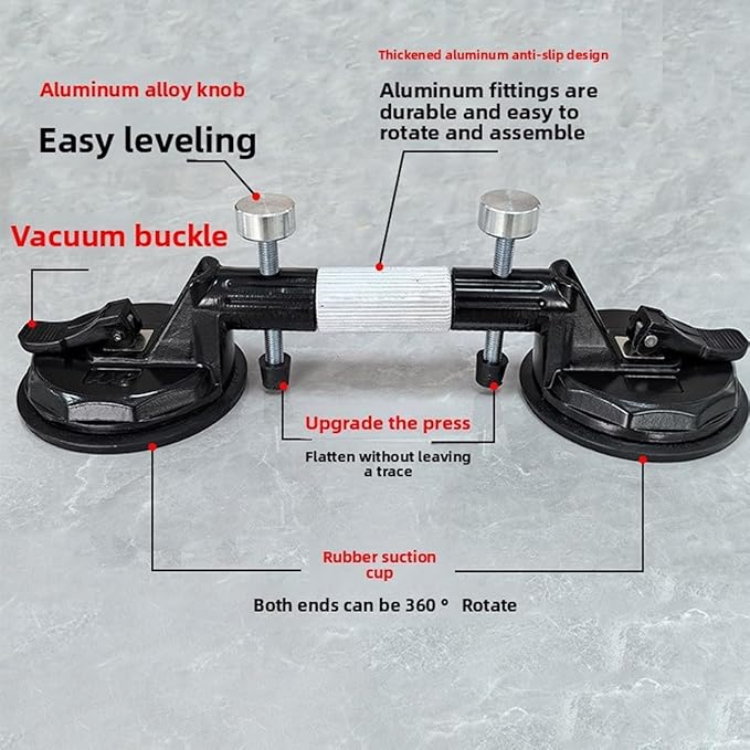 Laminate Floor Gap Fixer Tool - Professional Countertop Alignment Clamps with Adjustable Vacuum Suction - Seam Setter & Gap Repair Tool for Granite, Marble, Stone Slab & Glass (Yellow)