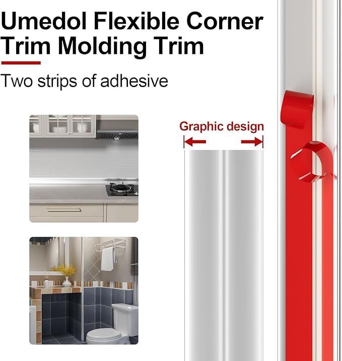 40 Feet Flexible Corner Protector Trim Molding 1.6 in Width Peel and Stick Molding 90 Inside & Outside Corner Guards Trim for Tile and Wall Edges Gaps, Furniture and Wall Repair - Silver