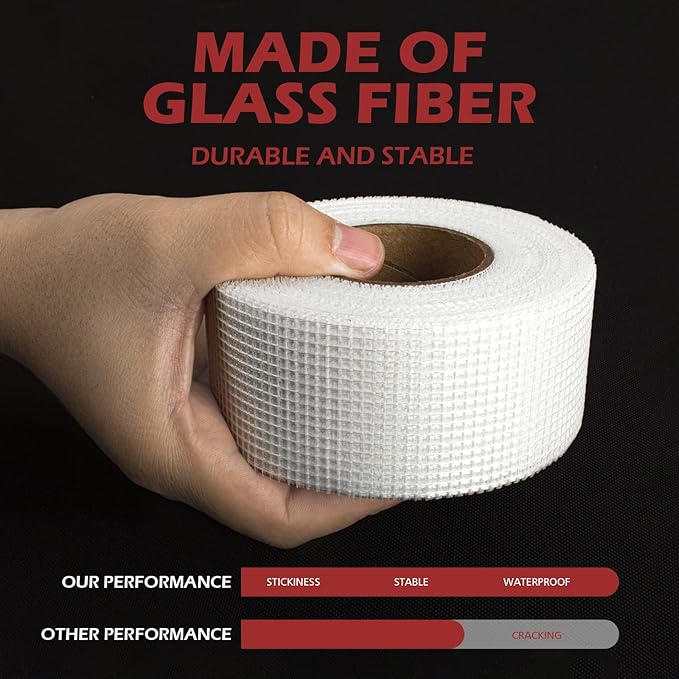 12Pcs - Drywall Joint Tape,Fiberglass Mesh Tape for Drywall Repair,1.97-Iinch by 150 Feet Single Roll Self-Adhesive Drywall Mesh Patch for Wall,Sheetrock,Ceiling Crack Repair