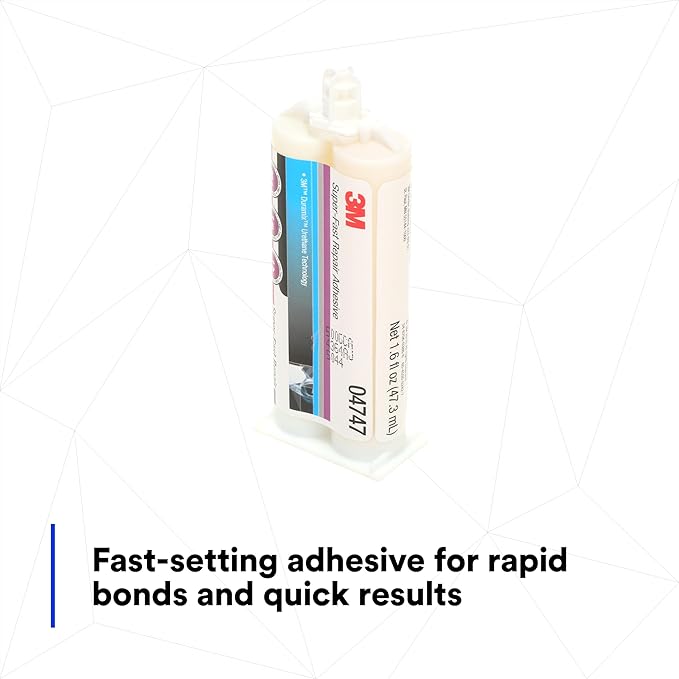 3M Super-Fast Repair Adhesive, 04747, Tranlucent Color,Two-Component, Semi-Rigid, Urethane Adhesive, 47.3 mL/1.6 fl oz Cartridge