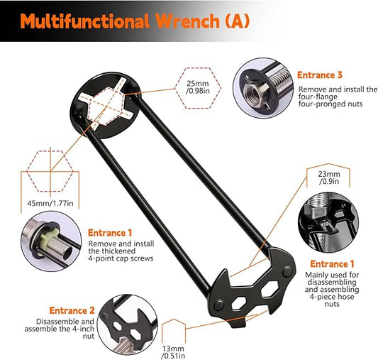2 Pcs Plumbing Sink Wrench, 7 Sizes Sink Repair Tool, Faucet Wrench for Tight Spaces, Tasks for Sinks, Faucets, Hoses, and Pipe Joints Kitchen Bathroom Home