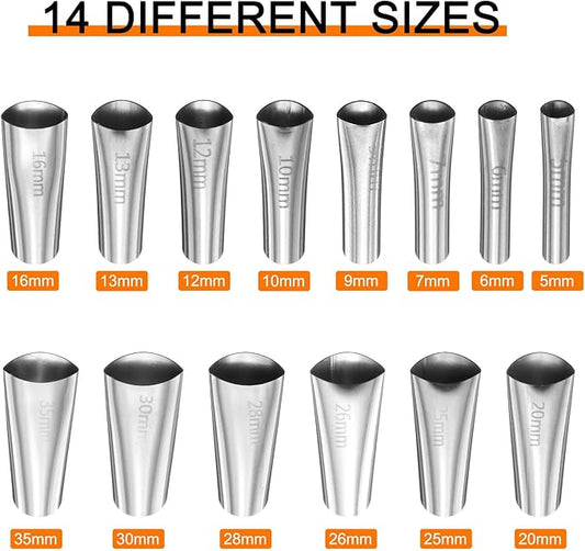 HARFINGTON 14pcs Caulking Nozzle Applicator 5-35mm Caulking Finisher Kit Stainless Steel Sealant Finishing Tool Kit Reusable Caulk Nozzle for Kitchen Bathroom Windows