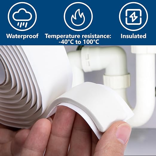 79 x 1 Inches Moldable Silicone Putty, 5mm Thick Waterproof Butyl Seal Putty Tape, White Insulating Duct Seal Puttys Tape for Pipe Gap Wall Repair